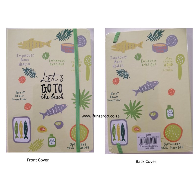 Marlin - Luxury Hardcover, A5 Notebook - Let's Go To the Beach (Yellow)