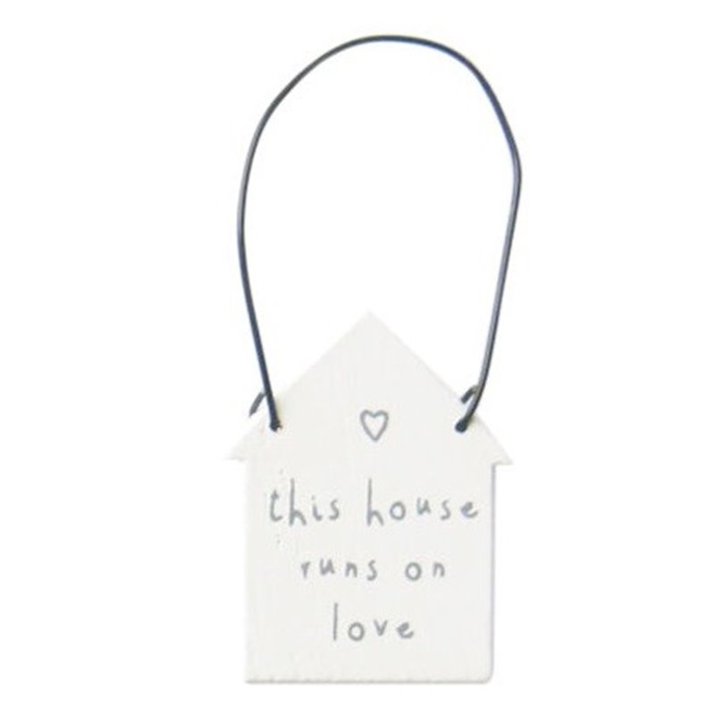 Jenam Sentiments - Mini Wooden Hanger (This House Runs on Love)