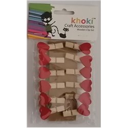 Khoki Wooden Peg Set - Hearts