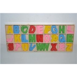 Colourful Woodcut Letters / Alphabet in Tray (4cm, 104pcs)
