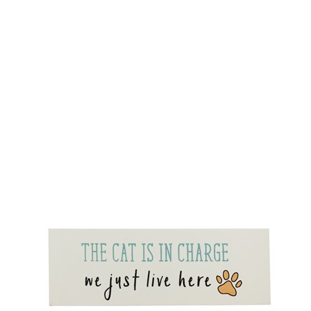 Jenam Paws for Thought - Wooden Block - Cat In Charge