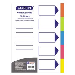 Marlin - PVC Indexes / Dividers (170micron, 5 tab)
