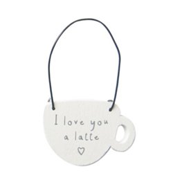 Jenam Sentiments - Mini Wooden Hanger (I love you a latte)