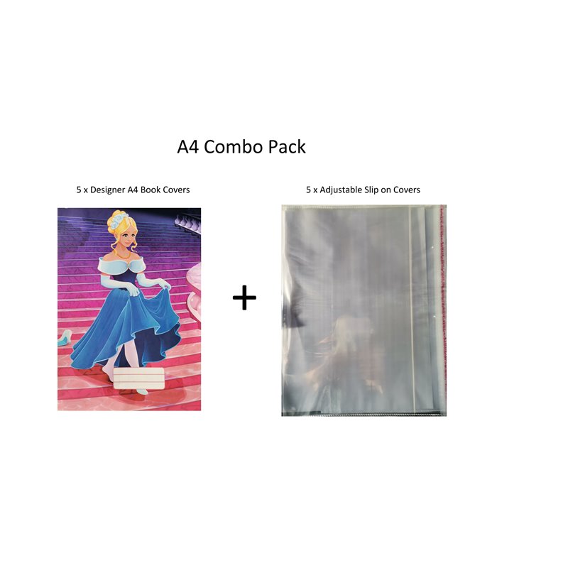 Marlin - A4 Cinderella Book Covers + Plastic Slip On Covers (5 Pack)