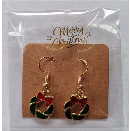 Christmas Novelty Wreath Earrings (Metal)