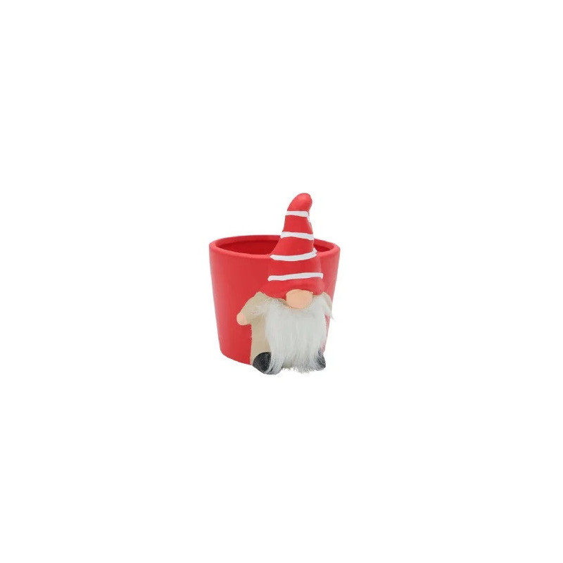 Jenam Christmas - Ceramic Pot Plant Holders - Striped Gnome