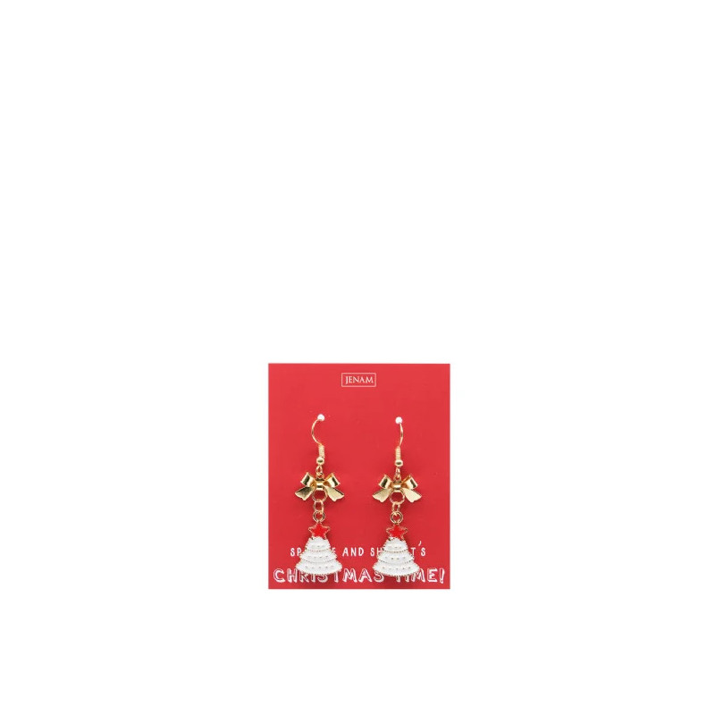 Festive Earrings - White Trees