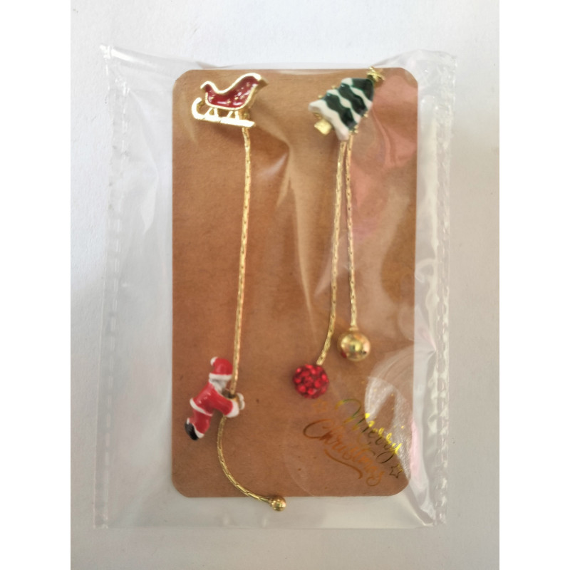 Festive Earrings - Dangling Mismatch Santa & Tree