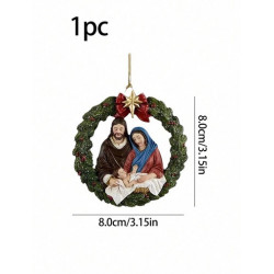 Christmas Nativity Wreath Tree Ornament