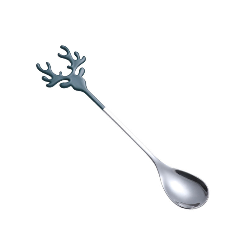 Antler Teaspoon - Silver/Black