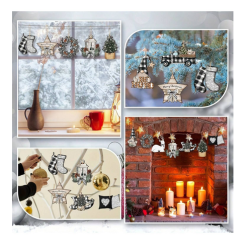 Farmhouse Plaid Tree Ornaments (12 piece)