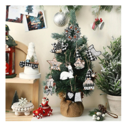 Farmhouse Plaid Tree Ornaments (12 piece)