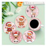 Festive Coasters - Pink Reindeer/Gingerbread Man (6 pieces)