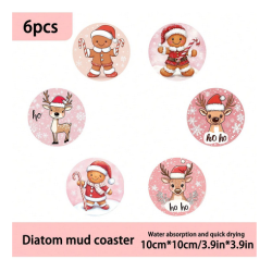 Festive Coasters - Pink Reindeer/Gingerbread Man (6 pieces)