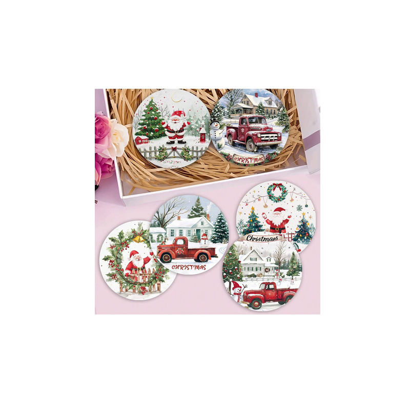Festive Coasters - Red Pickup (6 pieces)