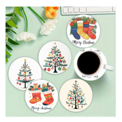 Festive Coasters - Bright Stockings (6 pieces)