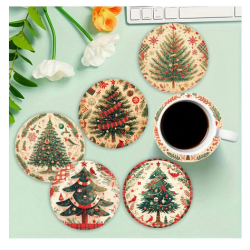 Festive Coasters - Nostalgic Trees (6 pieces)