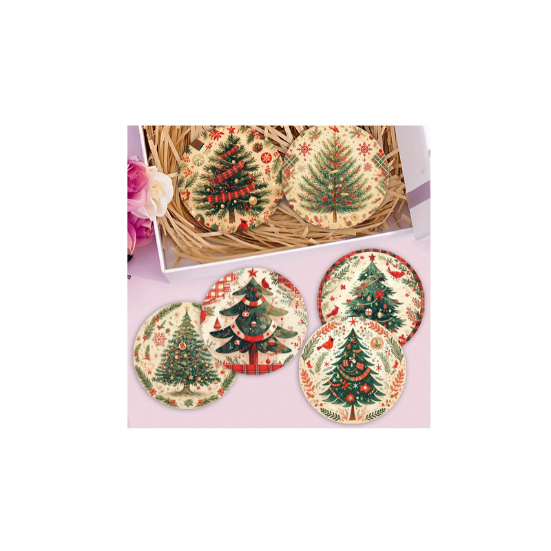 Festive Coasters - Nostalgic Trees (6 pieces)