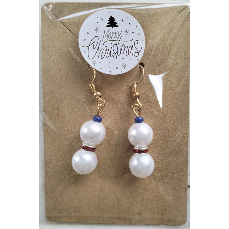 Festive Earrings - Snowman (Metal & Acrylic)