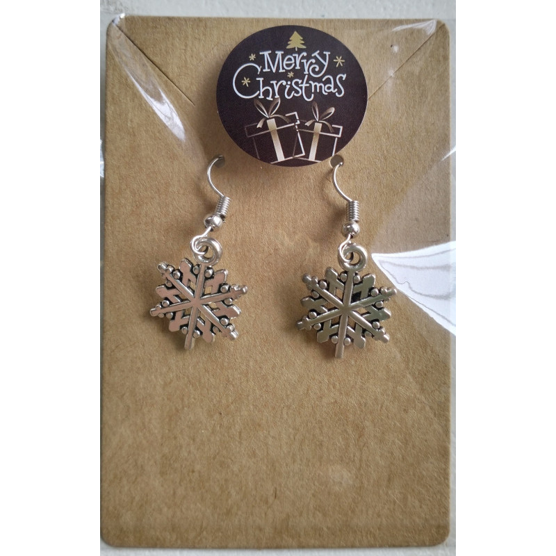 Festive Earrings - Silver Snowflakes (Metal)