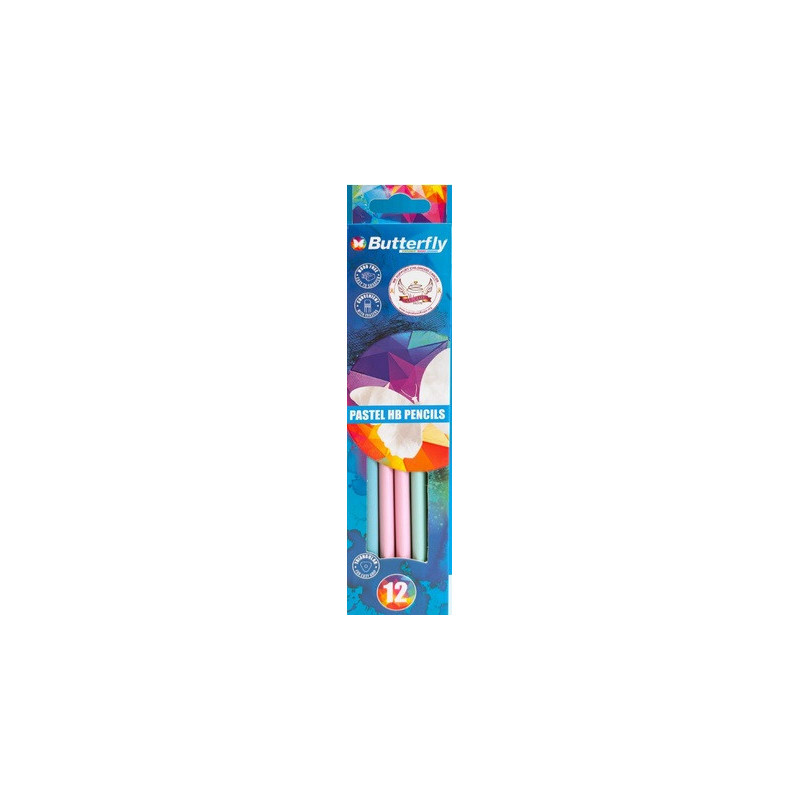 Butterfly HB Pencils - Pastel (12 Pack)