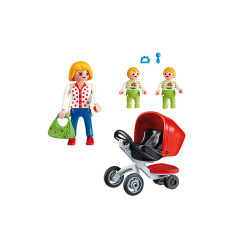 Playmobil Mother with Twin Stroller