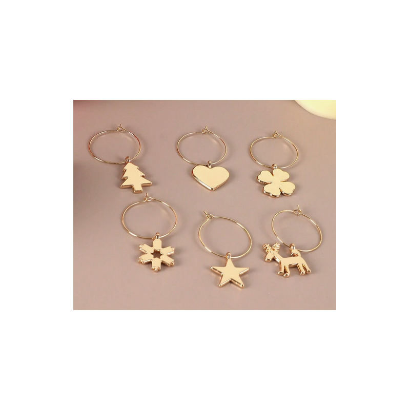 Festive Wine Glass Charms (Gold)