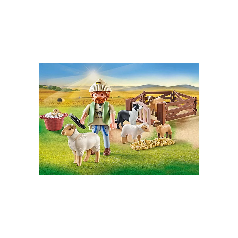 Young Shepherd with flock of sheep
