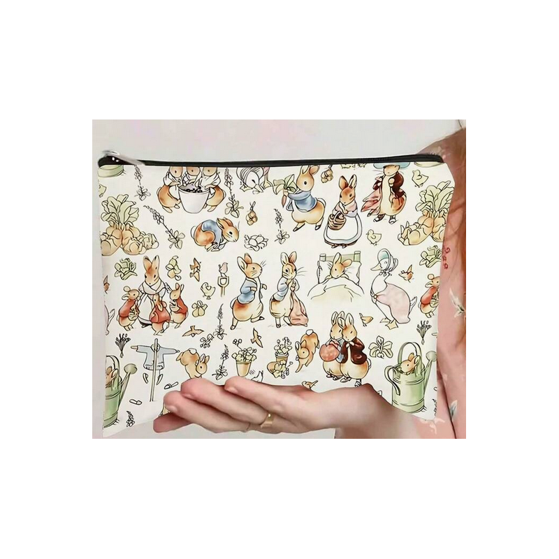 Bunny Print Zipped Pouch