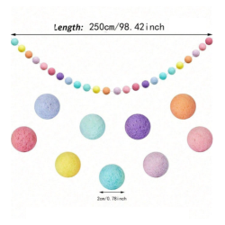 Pastel Pom-Pom Garland (2m)
