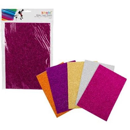 Khoki Art Supplies - Glitter Foam Sheets (Colours vary)
