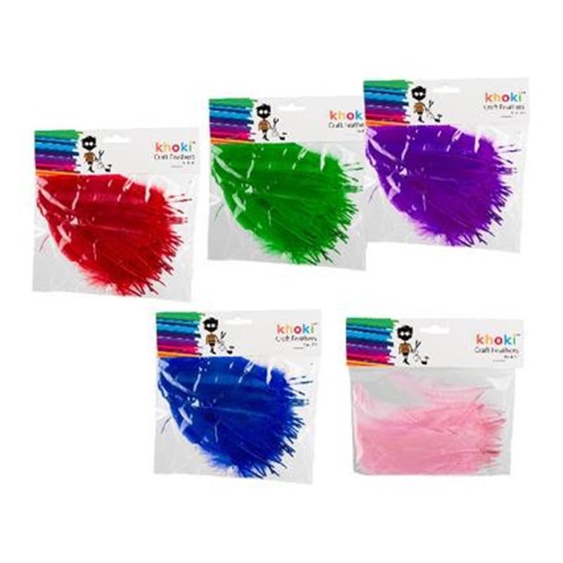 Khoki Art Supplies - Long Feathers (50 Assorted colours)