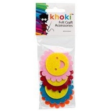 Khoki Art Supplies - Felt Shapes - Round Flowers without stems