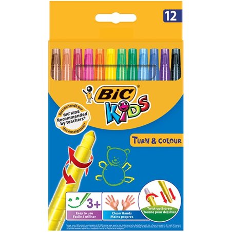 Bic Kids Turn & Colour - Retractable Wax Crayons (12s)