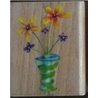Wooden Rubber Stamp - Flower Vases - Green