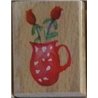 Wooden Rubber Stamp - Flower Vases - Red Jug