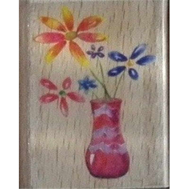 Wooden Rubber Stamp - Flower Vases - Red Stripe