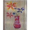 Wooden Rubber Stamp - Flower Vases - Red Stripe