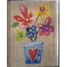 Wooden Rubber Stamp - Flower Vases - Blue Heart