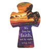 Christian Art Gifts - Wooden Cross Magnet - We live by Faith