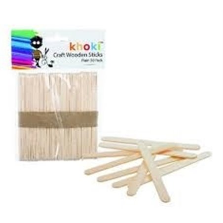 Khoki Art Supplies - Wooden Sticks (Plain Natural)