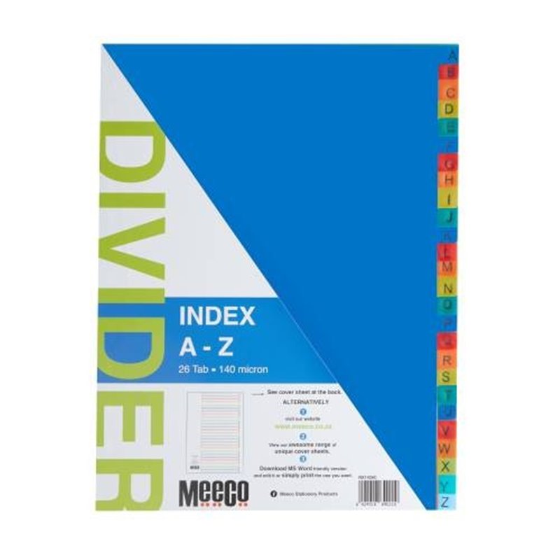 Meeco - PVC Indexes A-Z (140micron, 26 tab)
