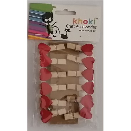Khoki Wooden Peg Set - Hearts