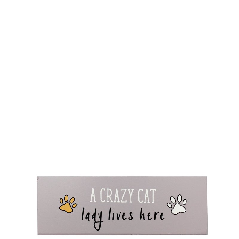 Jenam Paws for Thought - Wooden Block - Crazy Cat Lady