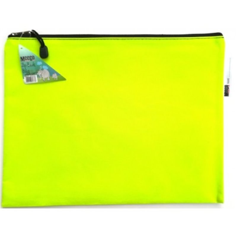 Meeco - A4 Book Bag with Zip - Neon Yellow