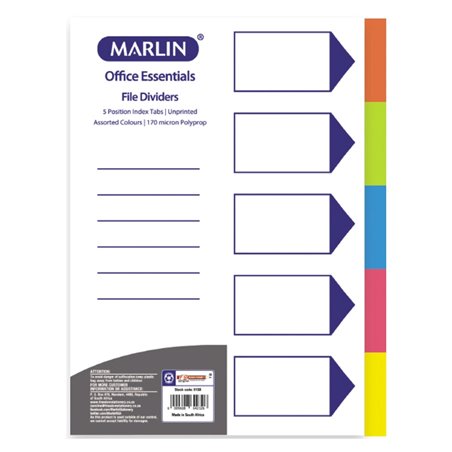 Marlin - PVC Indexes / Dividers (170micron, 5 tab)